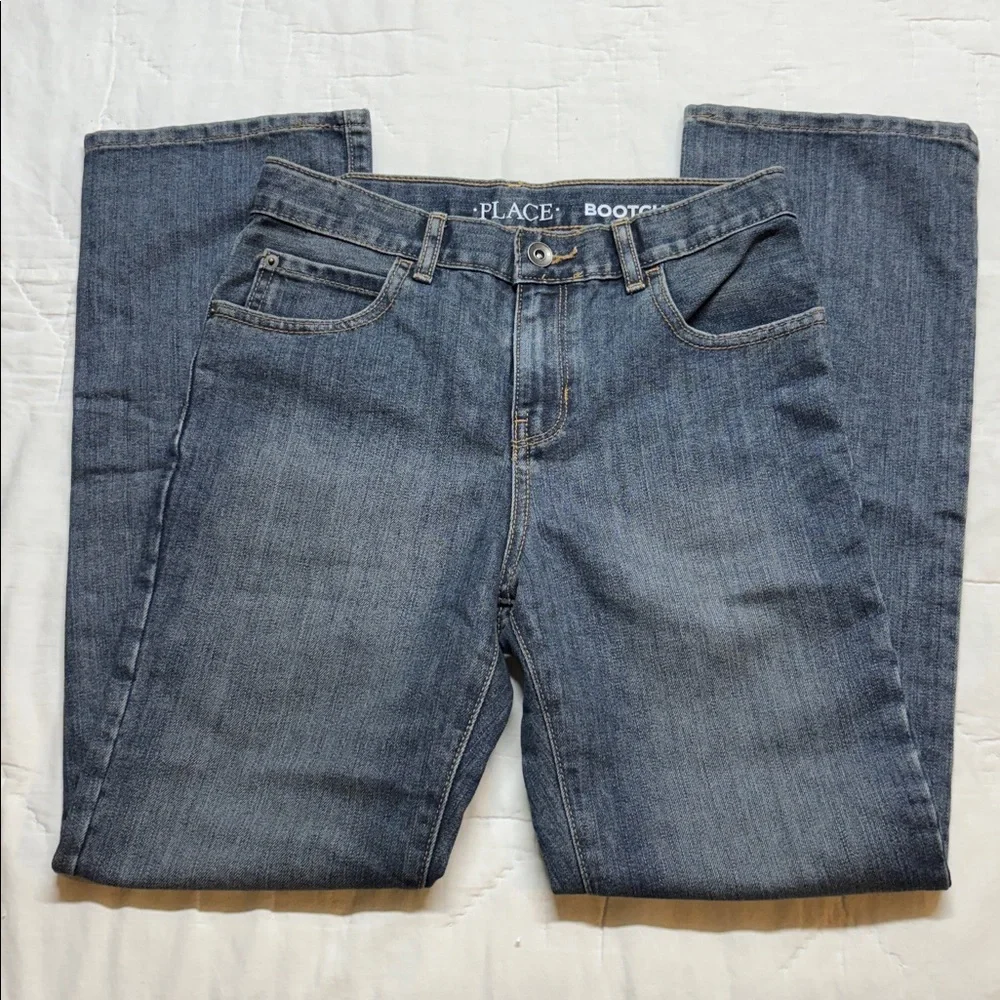 The Children's Place Boys Bootcut Jeans Size 12‎ Denim Blue Adjustable Waist